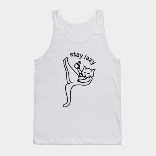 Lazy Cat Drink Coffee 2 Tank Top